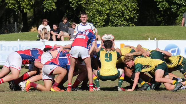 Action galleries of the junior rugby union grand finals, match played at Surfers Paradise Home Ground. Surfers Paradise Dolphins Vs Bond Uni under 18s division. Picture Mike BatterhamAction galleries of the junior rugby union grand finals, match played at Surfers Paradise Home Ground. Surfers Paradise Dolphins Vs Bond pirates under 18s division. Picture Mike Batterham