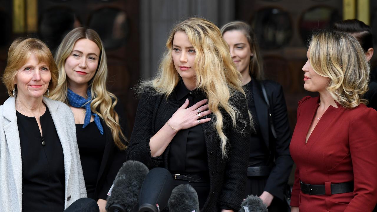 Amber Heard (centre) outside court in July. Picture: Picture: Stuart C. Wilson/Getty