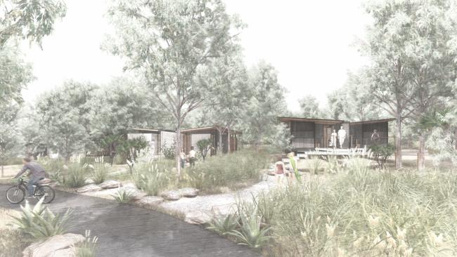 An artist's impression of some of the beach cabins that will be proposed for the Linnaeus property at Broken Head.