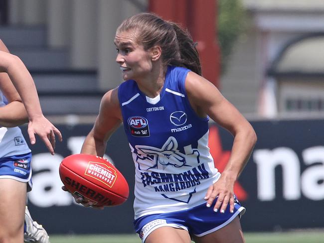 North Melbourne's Ashleigh Riddell in action. Picture: Luke Bowden