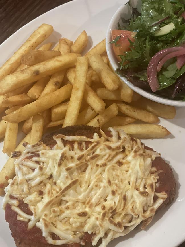 Vics Food and Wine have started serving a vegan parma option for customers. Picture: Facebook