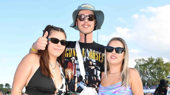 Izz Lee, Zachariha Mills and Ella Hainsworth at Groovin the Moo, Sunshine Coast 2023. Picture: Patrick Woods.