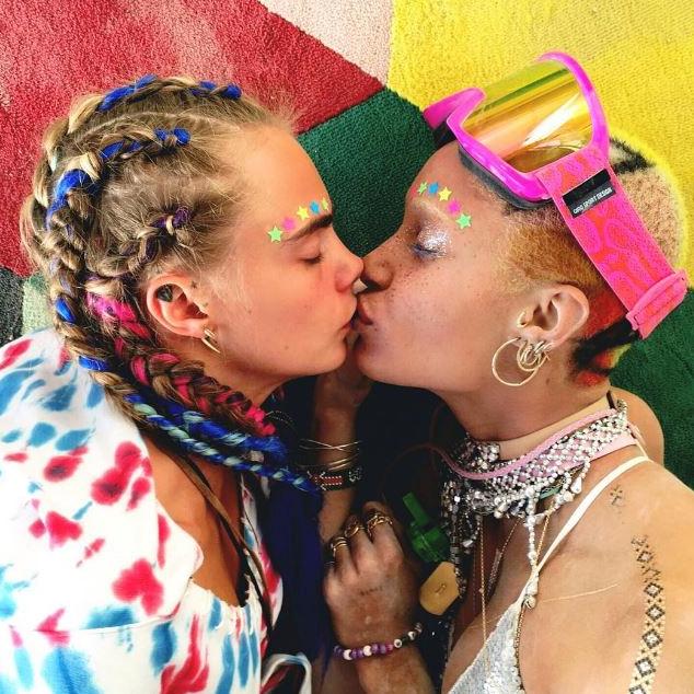 British model Cara Delevingne and Adwoa Aboah at the 2016 Burning Man Festival in the Black Rock Desert, Nevada. Picture: Instagram