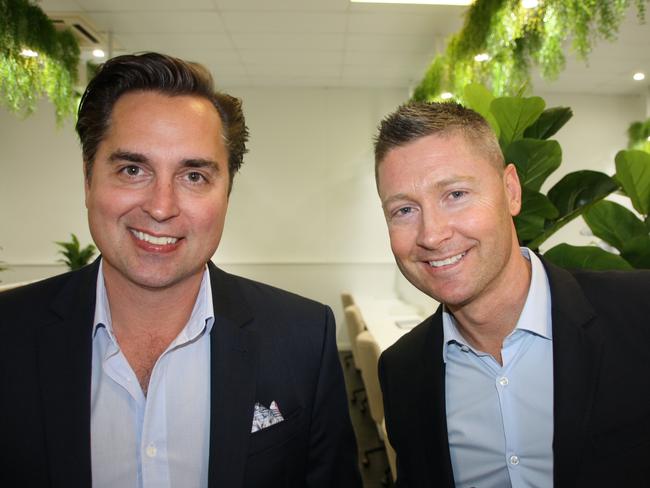 Adrian Reed and Michael Clarke at the official opening of Reed &amp; Co real estate agency in Noosaville.