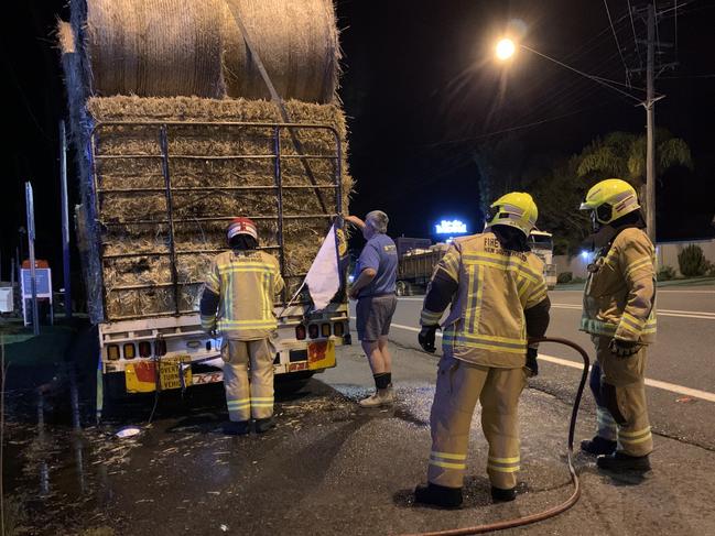 Hay truck torched with driver asleep in cab