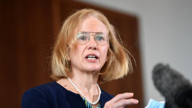 Queensland Chief Health Officer Dr Jeanette Young speaks during a press conference to provide a COVID-19 update. Picture: NCA NewsWire / Dan Peled