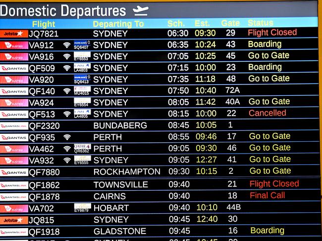 Flight delays at the Brisbane airport. Saturday November 30, 2024. Picture, John Gass