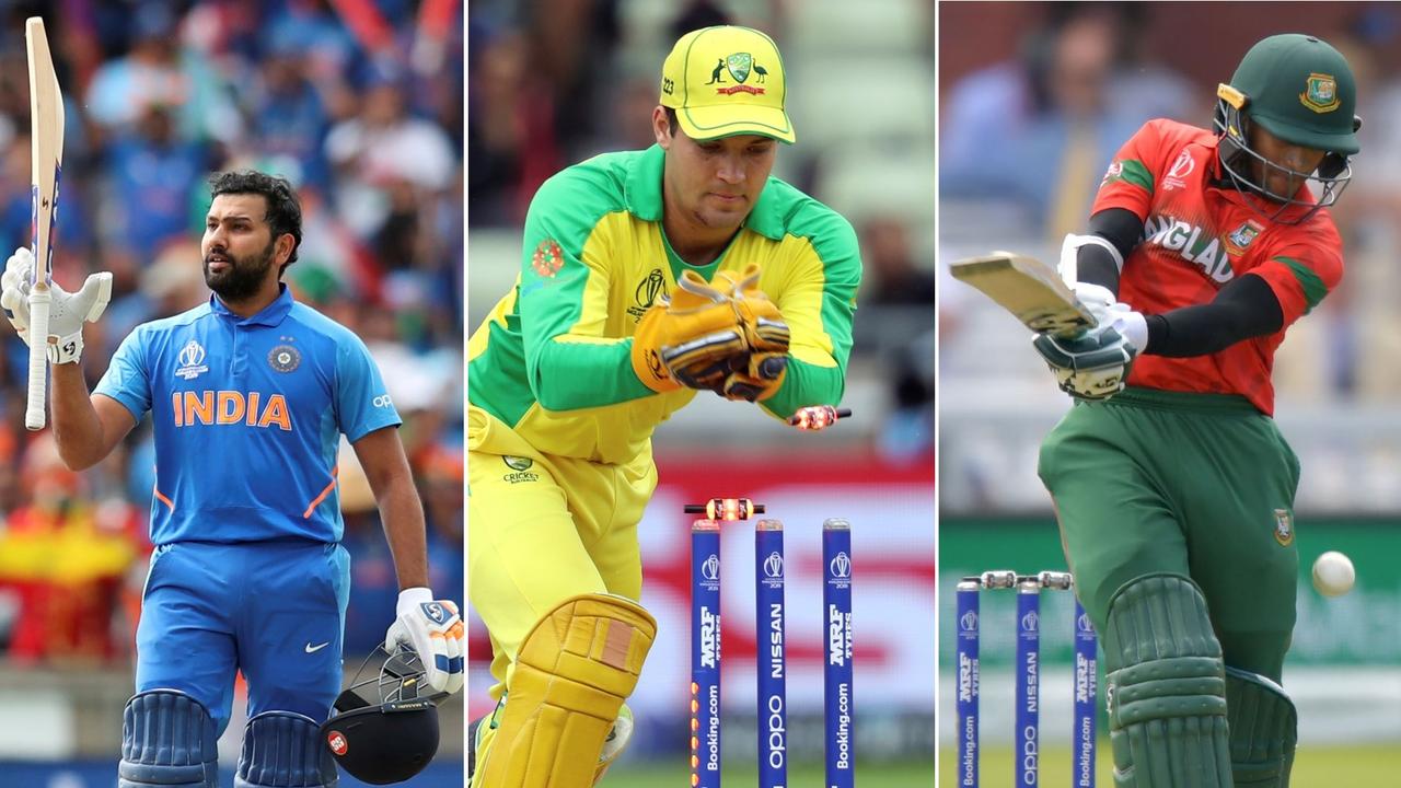 Cricket World Cup Team of the Tournament: Rohit Sharma, Alex Carey and Shakib al Hasan.
