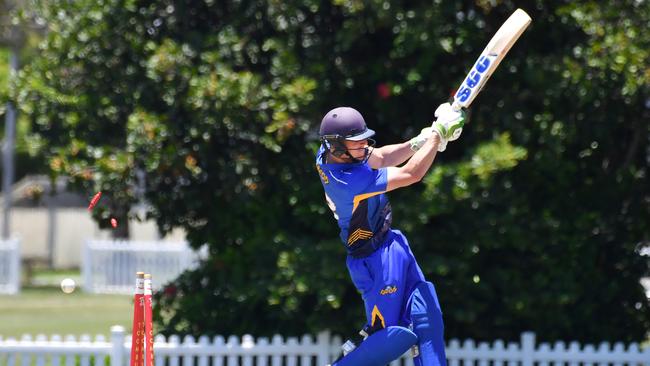 Sandgate Redcliffe batsman gets bowled T20 club cricket - Toombul v Sandgate Redcliffe Saturday December 4, 2021. Picture, John Gass