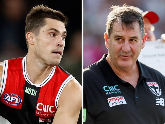 St Kilda co-captain Jack Steele (left) and senior coach Ross Lyon.