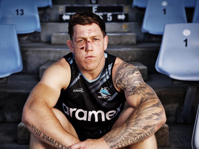 Embargoed for Friday 20 September 2024Cronulla Sharks media afternoon before they play North QLD in the semi final of the NRL this weekend.  Cameron McInnes pictured. Picture: Sam Ruttyn