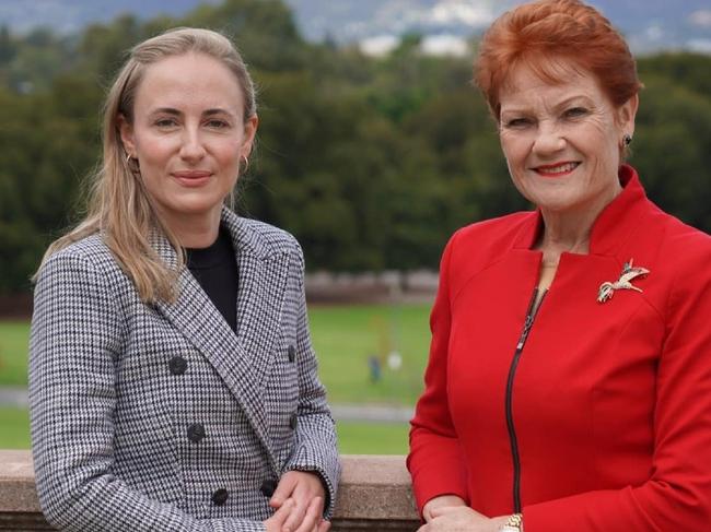 Sarah Game with Pauline Hanson. Picture: supplied