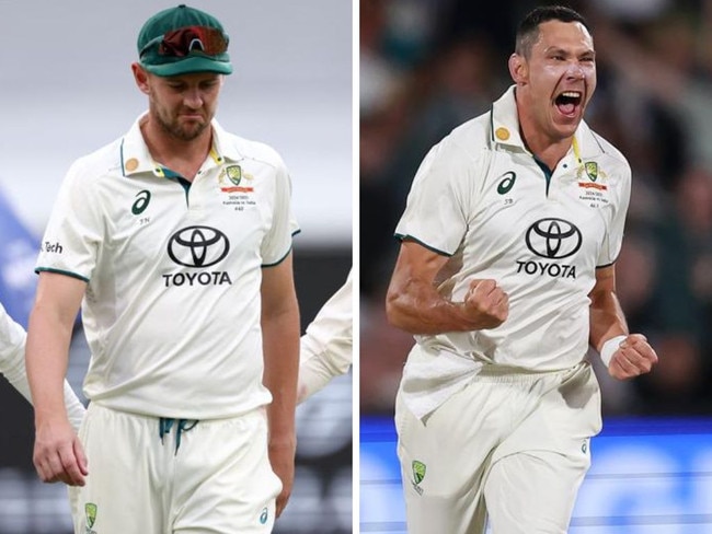 Josh Hazlewood and Scott Boland. Photos: AFP/Getty Images