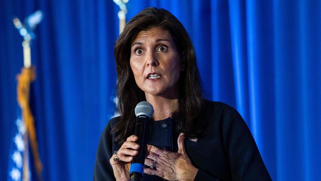 US 2024 Republican presidential hopeful Nikki Haley speaks to a New Hampshire Republican Party primary-state audience. Picture: AFP