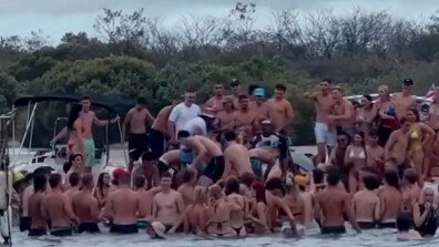 A screenshot of Troy Williams’ footage from Australia Day celebrations at The Spit. Picture: Instagram