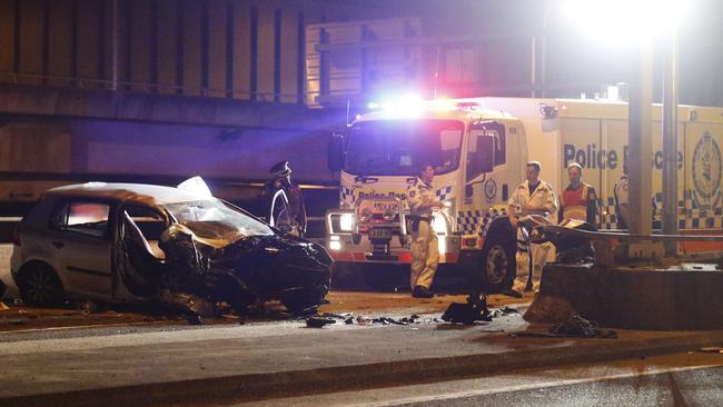 Paola crashed while driving her Volkswagen Golf on the Western Distributor. Picture: Steve Tyson