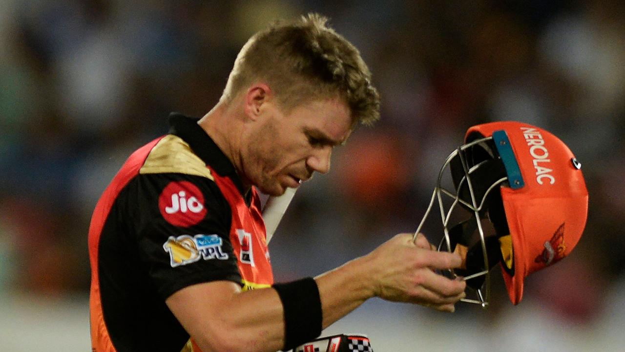 David Warner’s miserable run continued for Sunrisers Hyderabad, as he departed for a duck. Photo: AFP