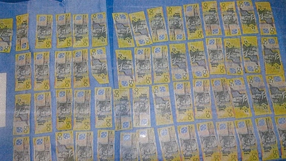 Cash seized from Zeth Samios home. Picture: Department of Justice/Victoria Police