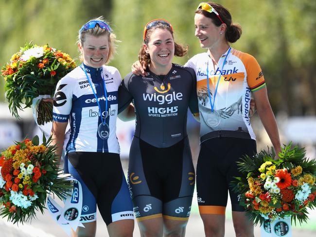 Hosking all smiles on the podium. (Photo by Michael Steele/Getty Images)