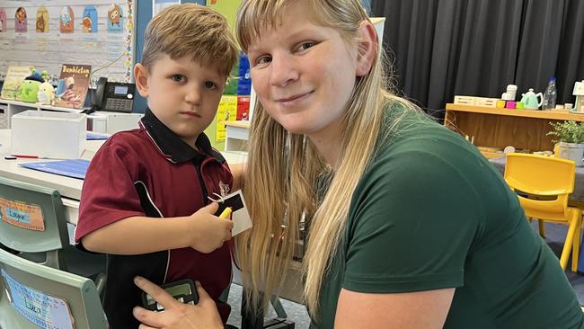 Isaac Copas, with Kim Copas. Taabinga State School on January 28, 2025.