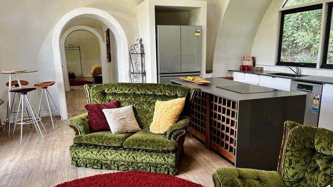 Inside the dome home built by Sunshine Coast artist Cath Wild. Picture: Supplied