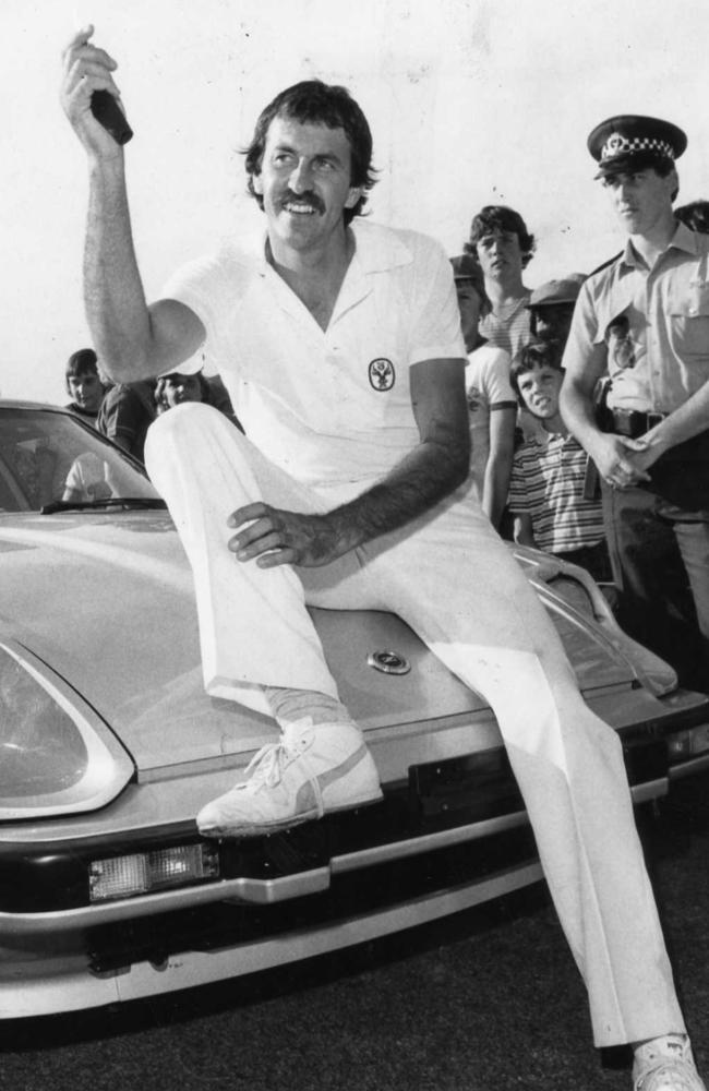 Bruce Yardley at Adelaide Oval with the $20,000 car he won as "Cricketer of the Year" in 1982.