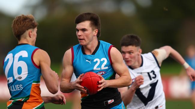 Colby McKercher of the Allies in action during the 2023 AFL National Championships match between Vic Country and the Allies at RSEA Park on July 09, 2023 in Melbourne, Australia. (Photo by Graham Denholm/AFL Photos via Getty Images)