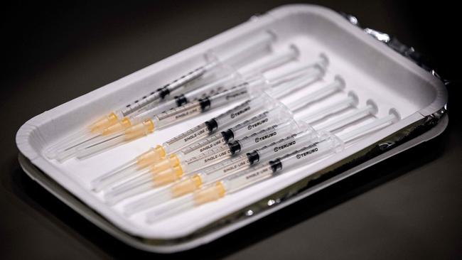 Syringes filled with the Moderna coronavirus vaccine. Picture: AFP