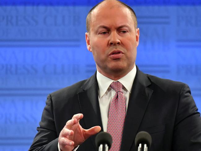 Treasurer Josh Frydenberg at the National Press Club in Canberra, Tuesday, May 5, 2020. AAP Image/Mick Tsikas