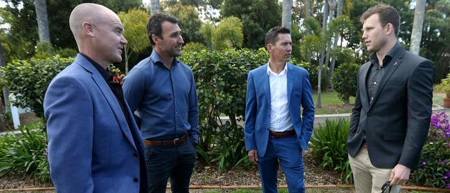 Boxer Jeff Horn, surfer Joel Parkinson and cyclists Stu O'Grady and Robbie McEwen made paid appearances at a charity lunch for Goldsky last year. Picture: Mike Batterham