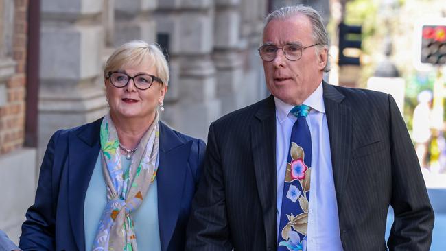 Linda Reynolds and lawyer Martin Bennett arrive at David Malcolm Justice Centre. Picture: Colin Murty