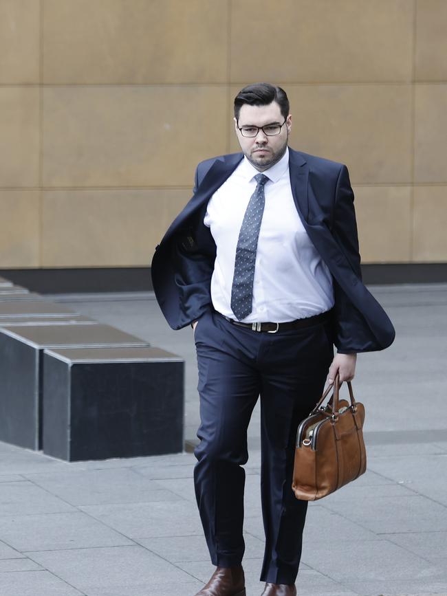 Bruce Lehrmann arrives at Federal Court in Sydney on Monday morning as he prepares to take the stand again. Picture: NCA NewsWire / Dylan Coker