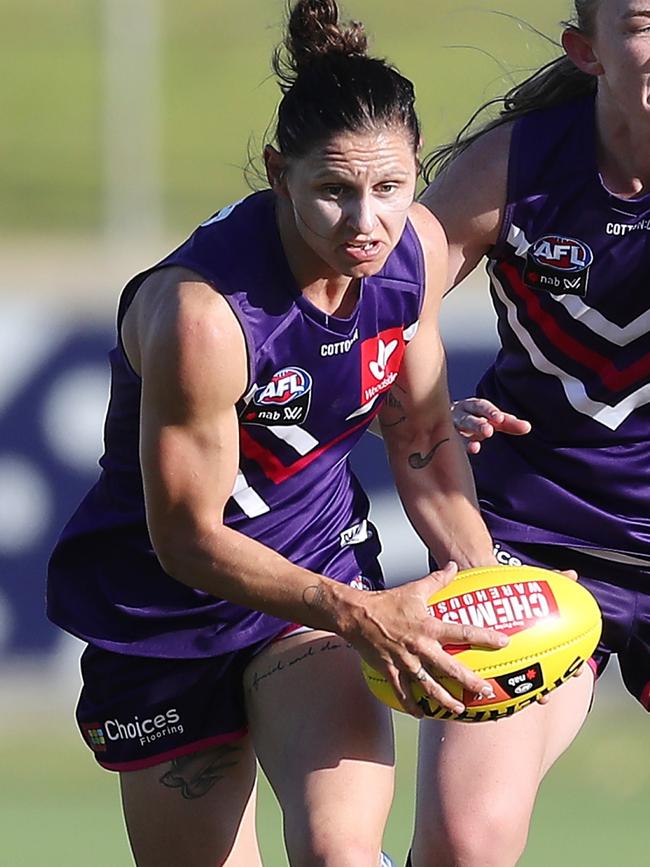 Kiara ‘Turbo’ Bowers of the Dockers. Picture: Will Russell/Getty Images