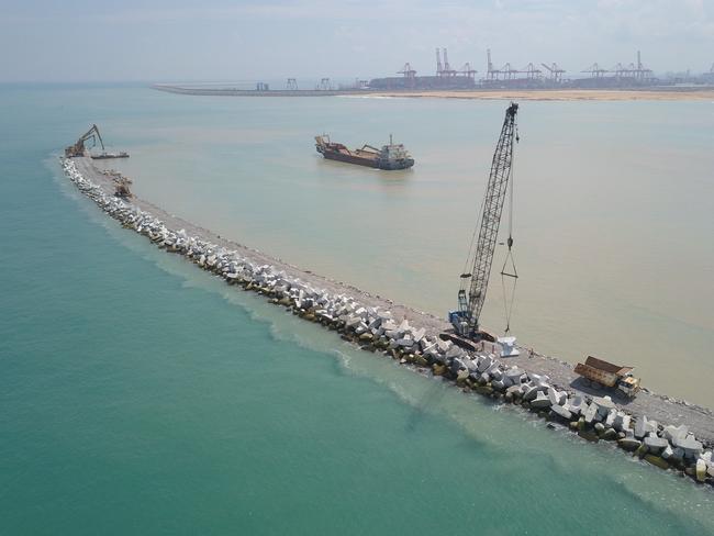 One of China’s mega BRI projects – this one a port development in Colombo, Sri Lanka. Picture: Zuma