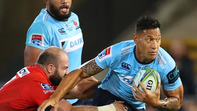 An elite rugby player but Israel Folau’s Instagram post means he may have played his last game for the Waratahs. Picture: Tony Feder/Getty Images