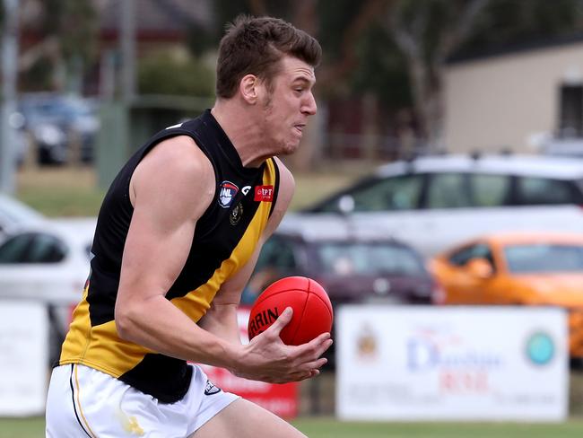 Heidelberg spearhead Sam Grimley was kept goalless. Picture: Mark Dadswell/AAP