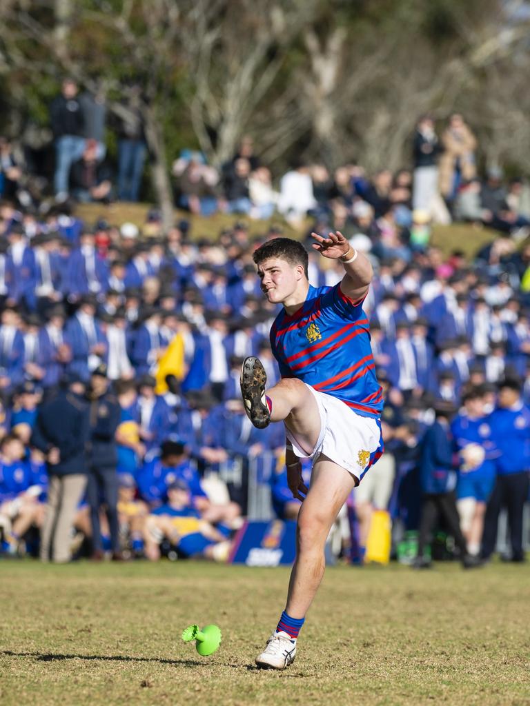 Heath Lindenmayer for Downlands against Grammar in O'Callaghan Cup on Grammar Downlands Day at Downlands College, Saturday, August 6, 2022. Picture: Kevin Farmer