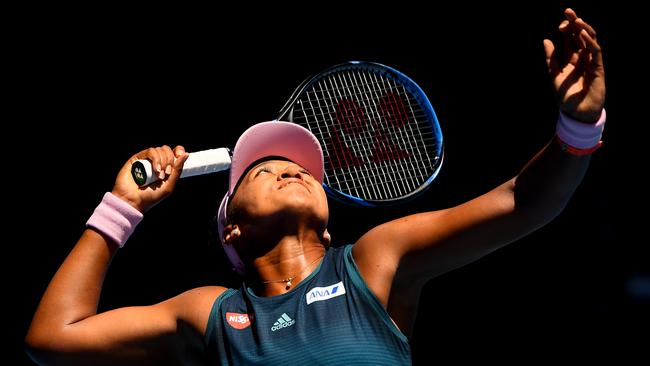 Naomi Osaka of Japan is struggling against Anastasija Sevastova. Picture: Quinn Rooney/Getty Images