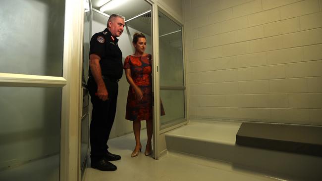 Chief Minister Lia Finocchiaro and NT Police Commissioner Michael Murphy touring the Peter McAulay Centre Berrimah watch house. Picture: Zizi Averill