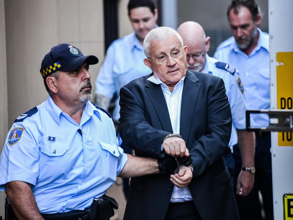 Ron Medich is escorted into a NSW Corrective services van at the New South Wales Supreme Court on Monday. Picture: AAP