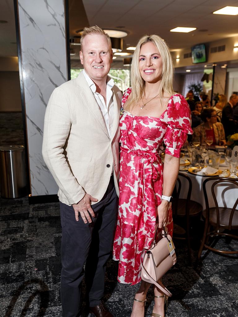 David Lutteral and Emily Seebohm at the Brisbane Racing Club's grand unveiling of the refurbished Guineas Room. Picture: Jared Vethaak