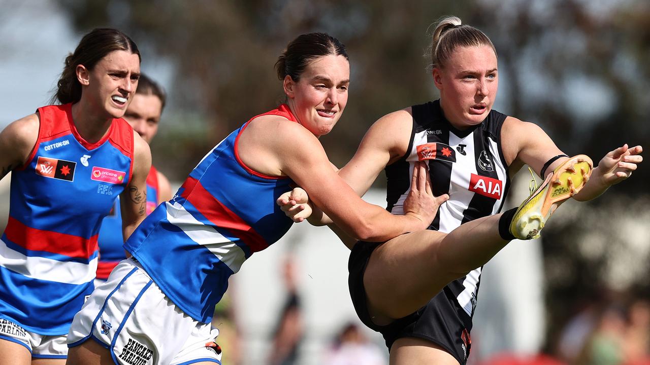 Eliza James was instrumental in getting the Magpies over the line. Picture: Michael Klein