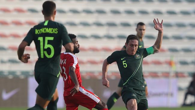 Socceroos skipper Mark Milligan leads from the front against Oman.