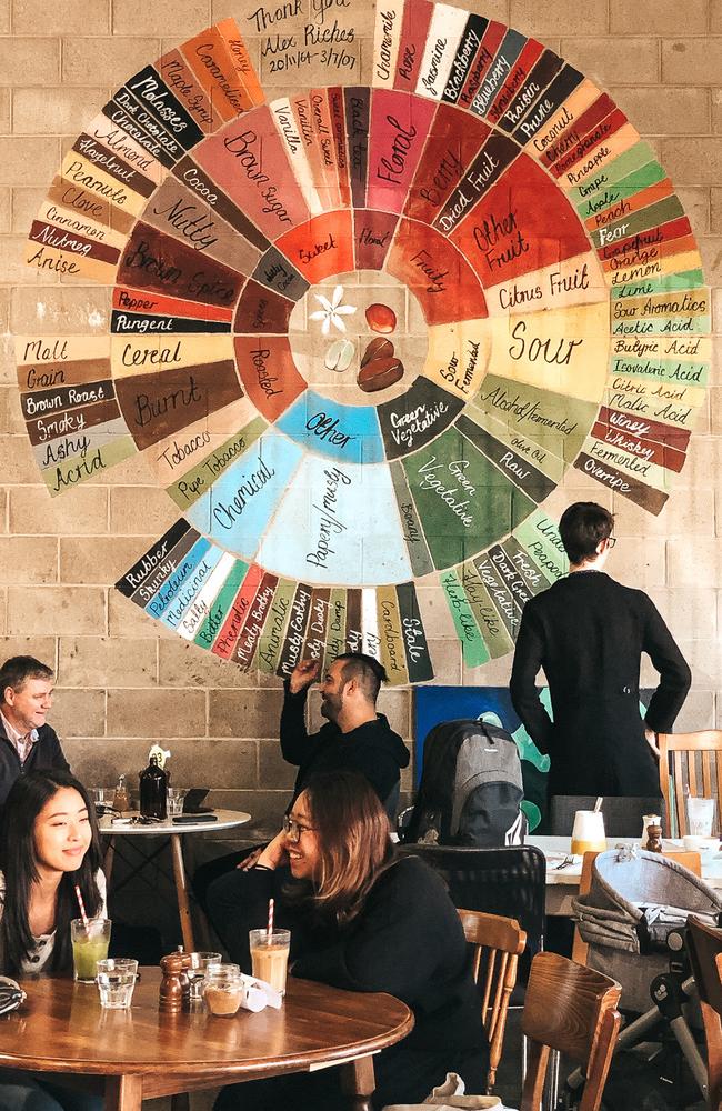 The famous coffee flavour wheel at Extraction Artisan Coffee at Slacks Creek. Picture: Supplied