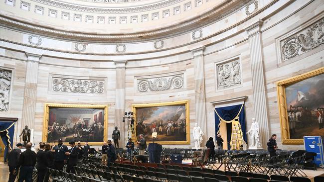 The US Capitol Rotunda is prepared for the inauguration of US President-elect Donald Trump, in Washington, DC. Picture: Getty