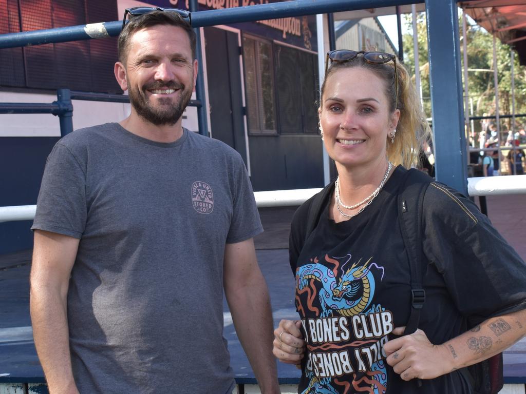 Chris Turpin and Kelly-Ann O'Neill at the Queensland Country Rugby Union Championships in Rockhampton, July 1, 2023.