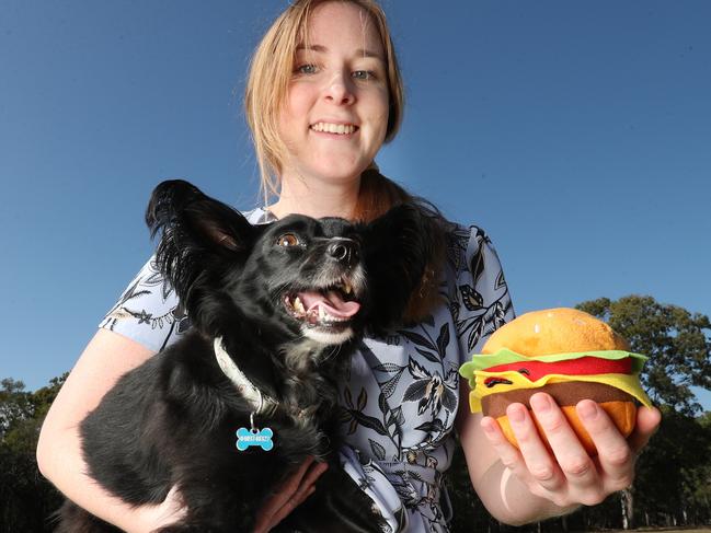 Lydia Brackin has her dog, Elijah, on a vet-approved diet. Picture: Annette Dew