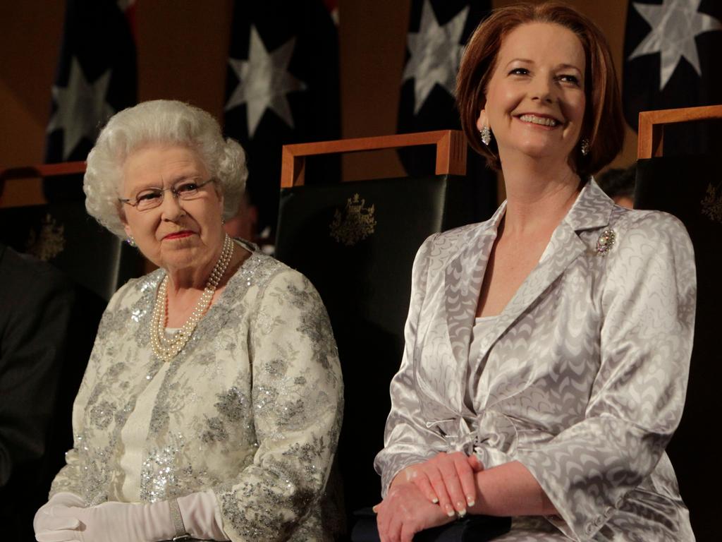 The Queen and then-Prime Minister Julia Gillard in Canberra. Picture: Getty Images