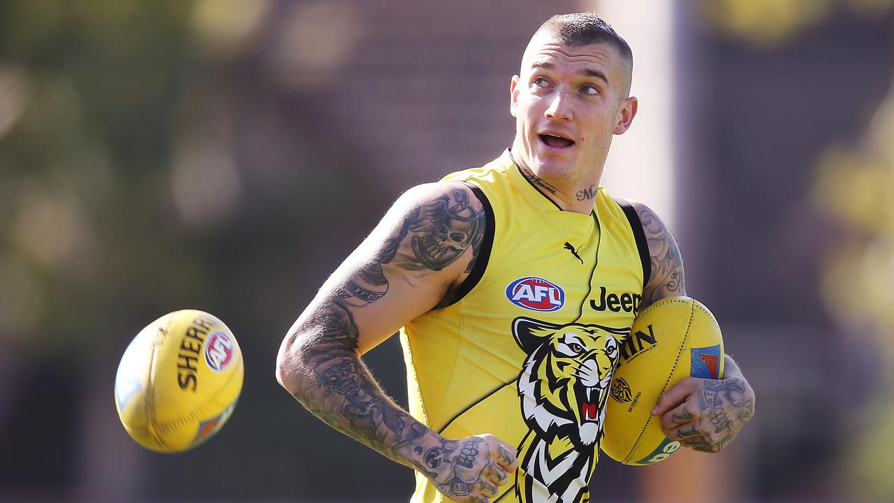 Dustin Martin was the 38th-ranked player on the ground after quarter-time against the Magpies.