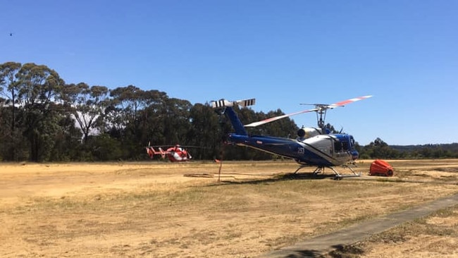 The Blue Mountains RFS Aviation Support Unit was based at Katoomba Airfield co-ordinating helicopter firefighting resources during the Christmas bushfires. Picture: Katoomba Airfield Facebook